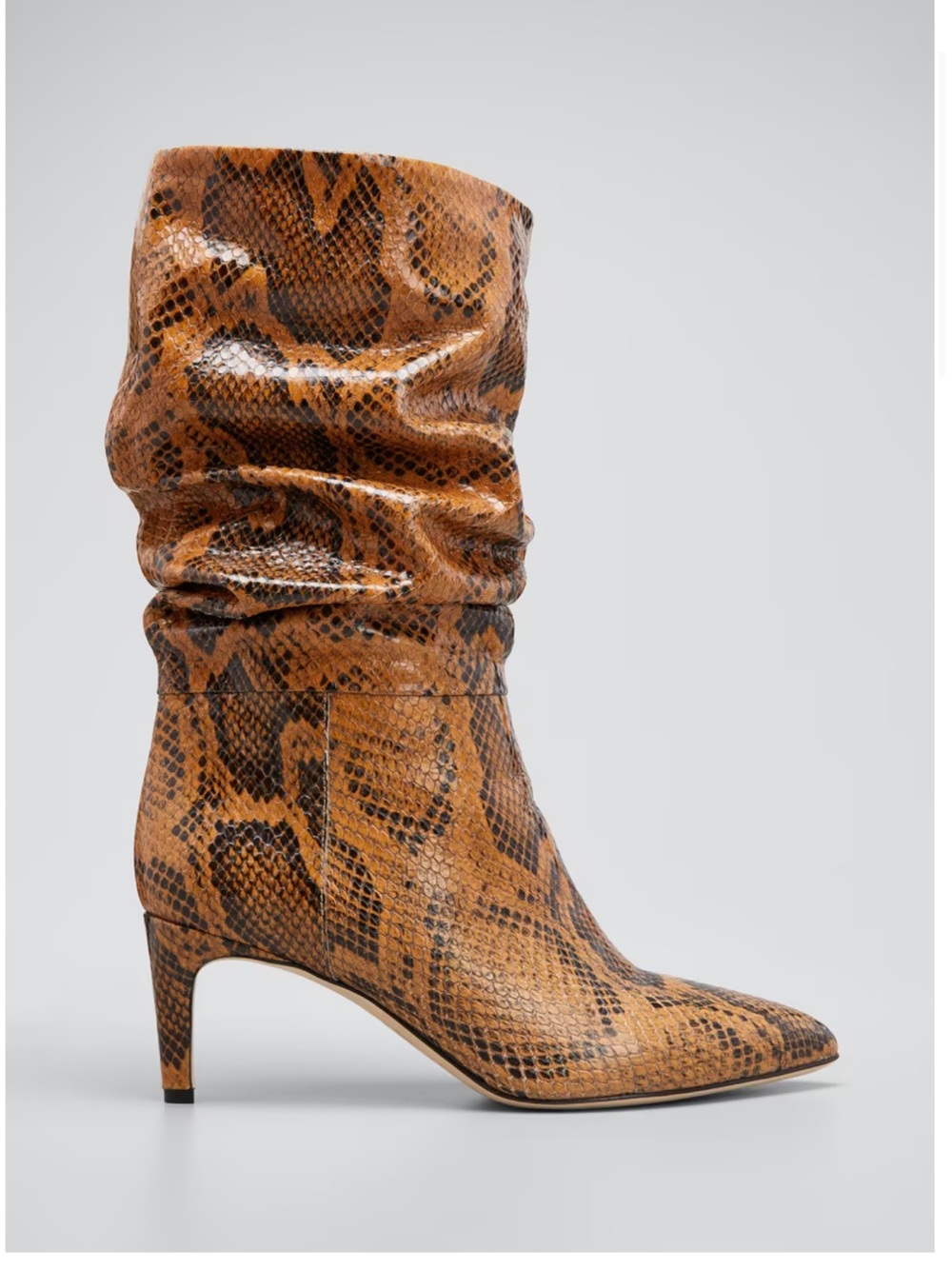 Paris Texas Brown Snake-Print Slouch Boot